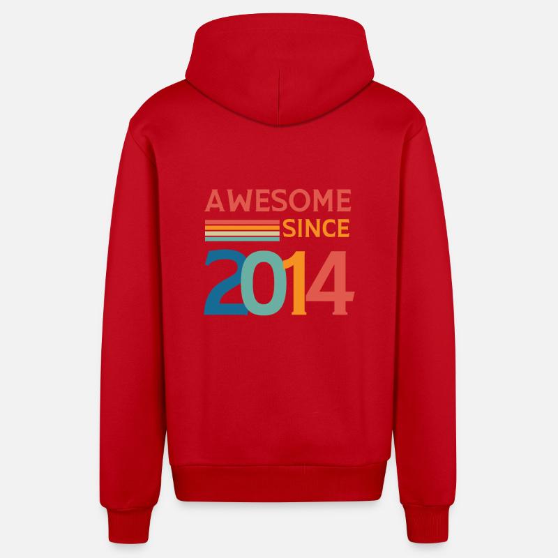 Awesome since 2014 - Veste à capuche bio décontractée fabriquée en UE - rouge