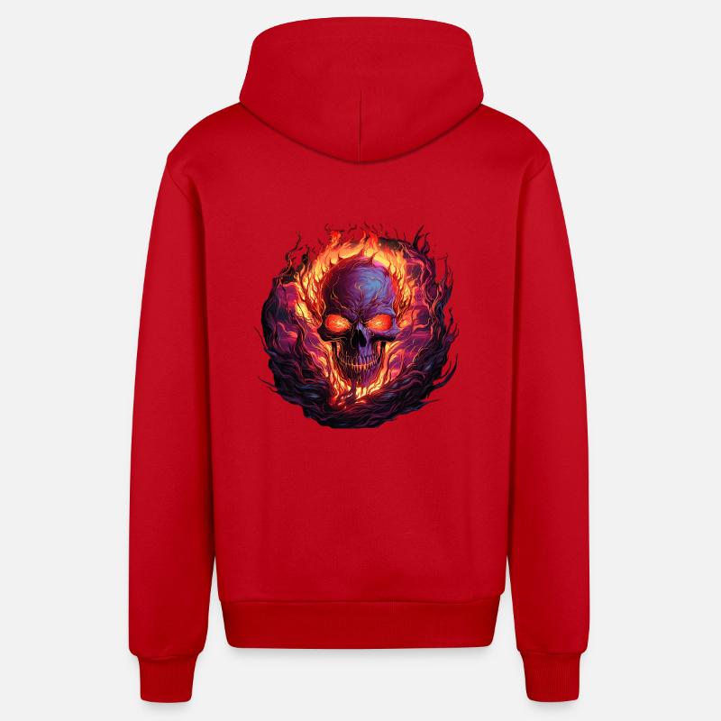 Flammenschädel der Ewigkeit - Organic Relaxed Kapuzenjacke Made in EU - Rot