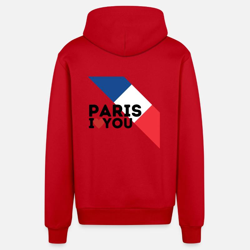 Paris je t'aime - Veste à capuche bio décontractée fabriquée en UE - rouge