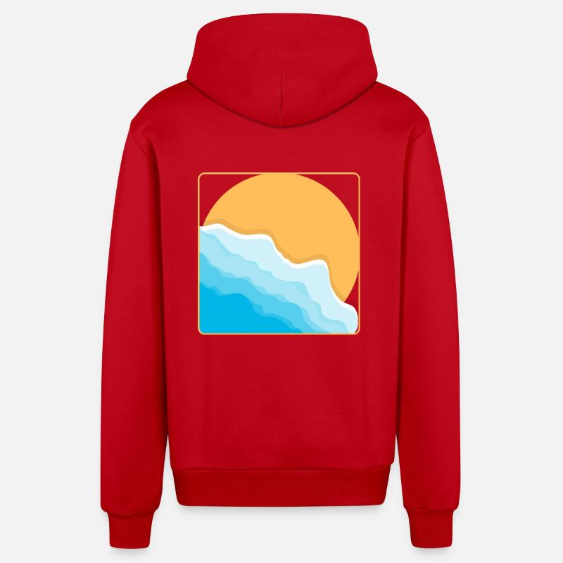 Plage - Veste à capuche bio décontractée fabriquée en UE - rouge