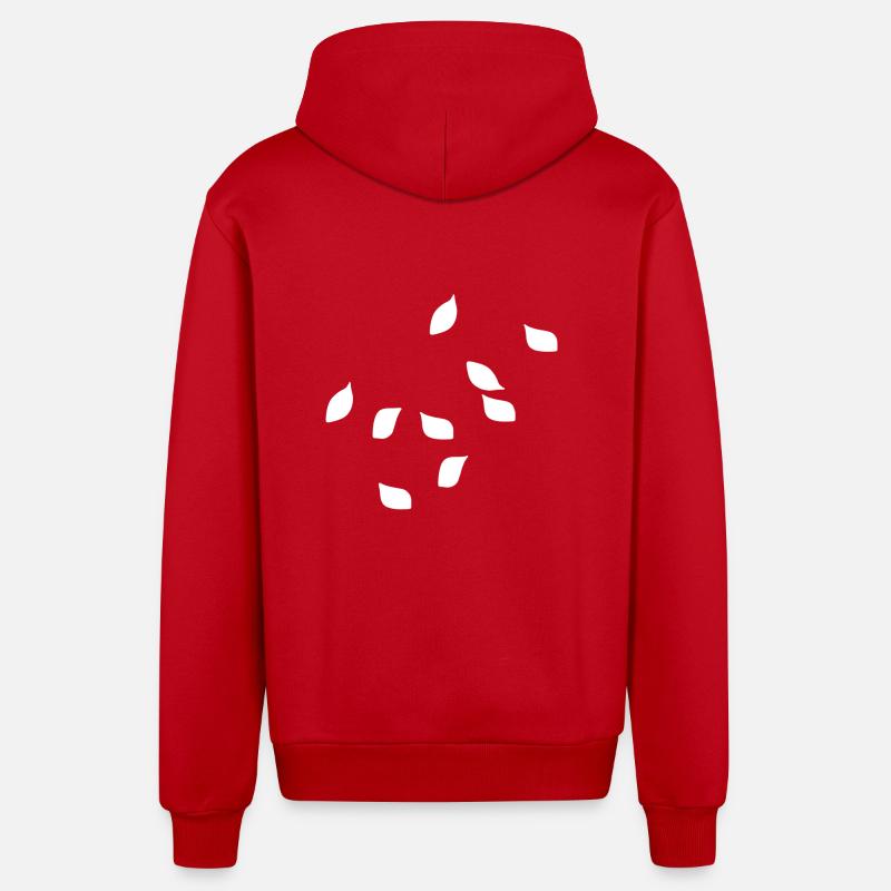 leaves leaf pattern plants nature - Organic Relaxed Hooded Jacket Made in EU - red