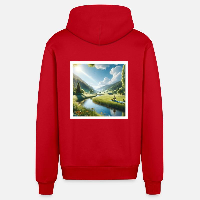 Corporeity - Organic Relaxed Hooded Jacket Made in EU - red