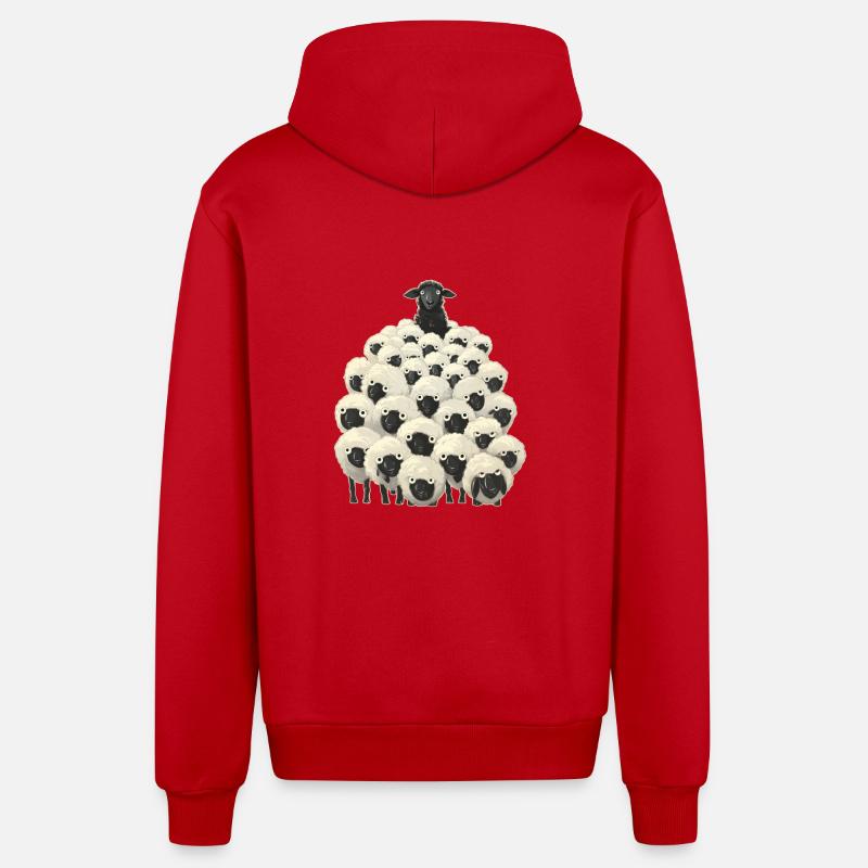 Mouton noir - Veste à capuche bio décontractée fabriquée en UE - rouge