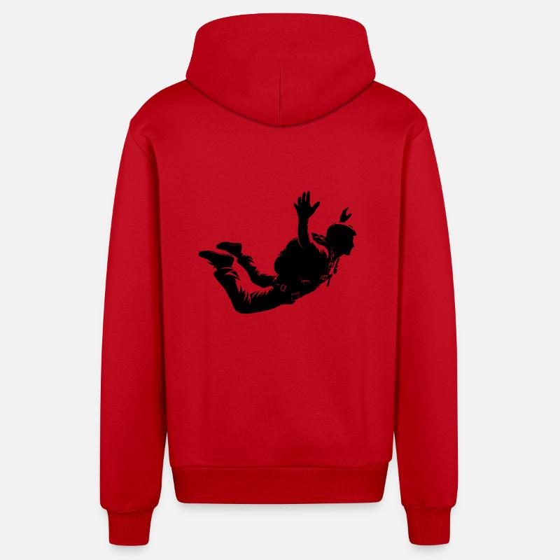 Vol de parachutisme Hobby Man - Veste à capuche bio décontractée fabriquée en UE - rouge