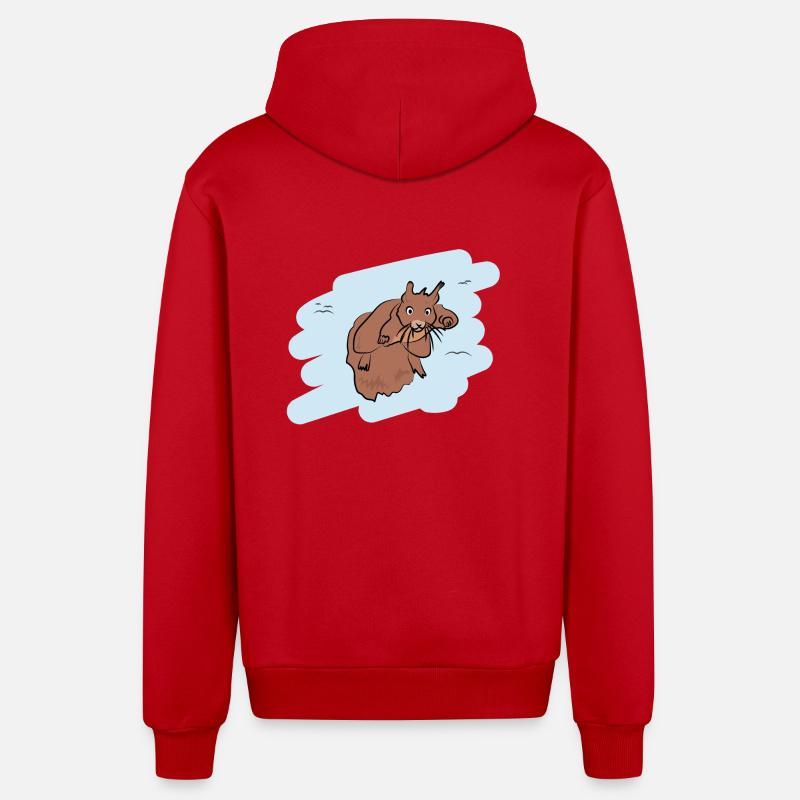 Design d’illustration « Bisous d’écureuil » - Veste à capuche bio décontractée fabriquée en UE - rouge
