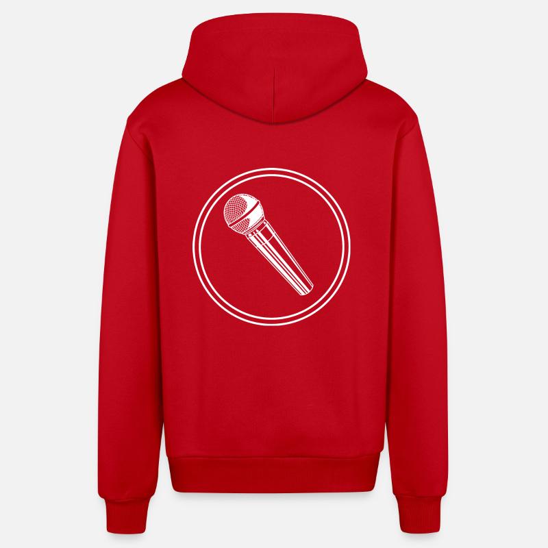 Icône du microphone - Veste à capuche bio décontractée fabriquée en UE - rouge