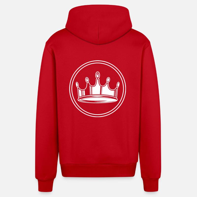 Icône de silhouette de couronne - Veste à capuche bio décontractée fabriquée en UE - rouge