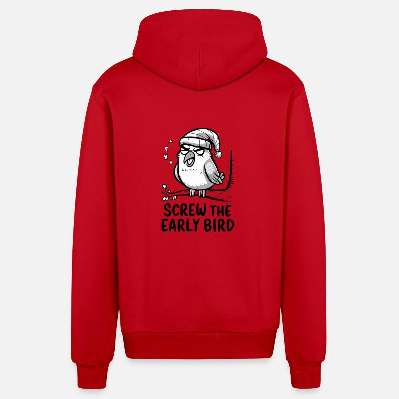 Le lève-tôt peut m’emmener - Veste à capuche bio décontractée fabriquée en UE - rouge