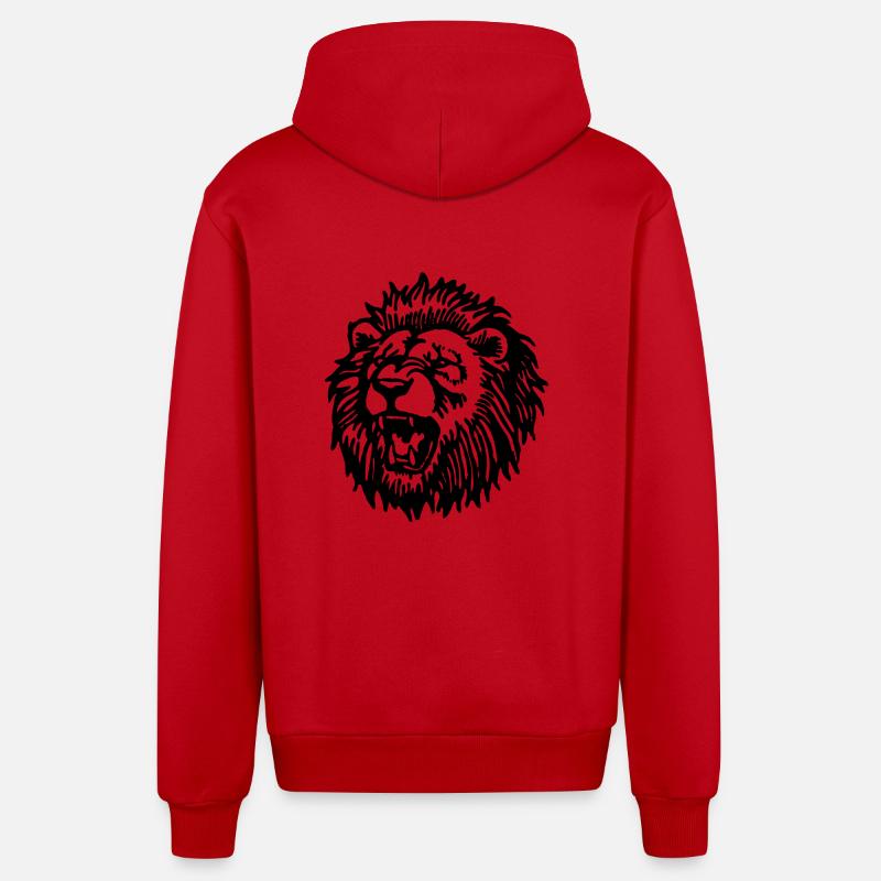 Lion Tête de Lion - Veste à capuche bio décontractée fabriquée en UE - rouge