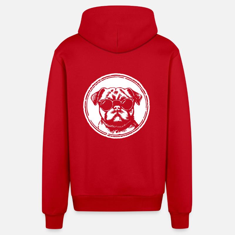 Mops Hund - Organic Relaxed Kapuzenjacke Made in EU - Rot