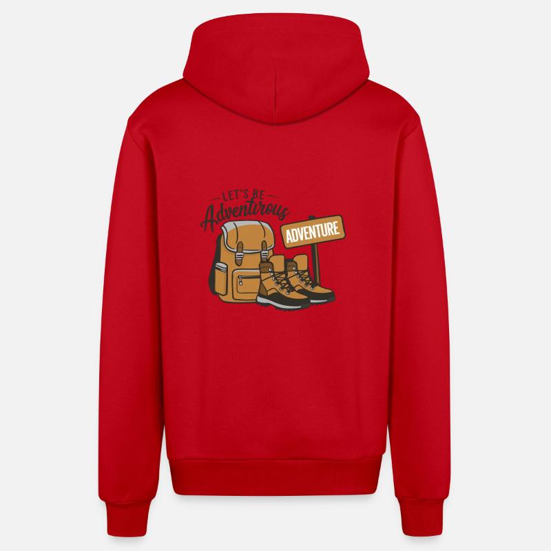 Lass uns abenteuerlich sein. - Organic Relaxed Kapuzenjacke Made in EU - Rot