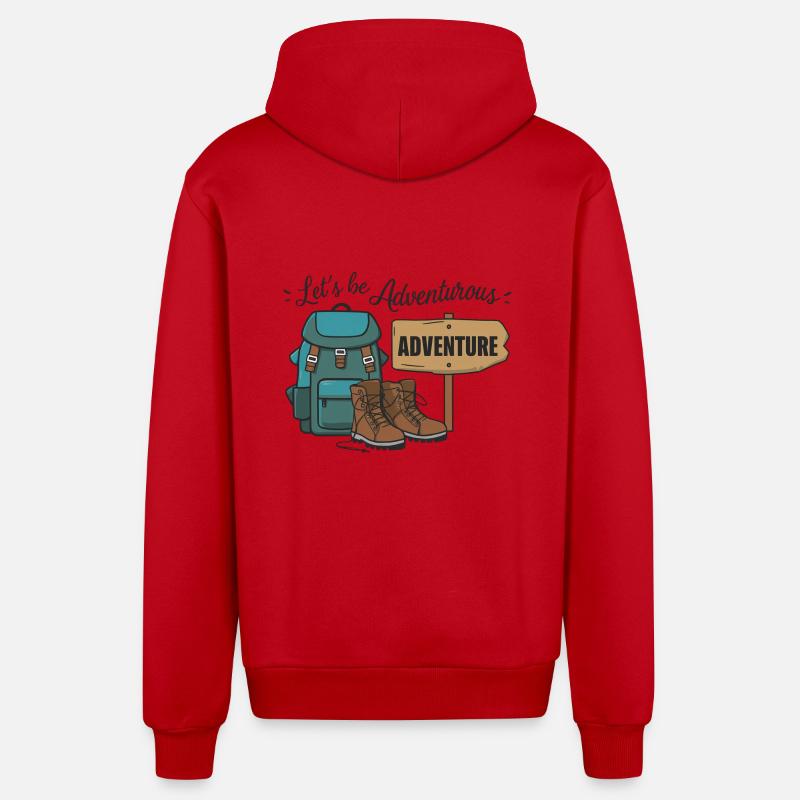 Let's be adventurous. - Organic Relaxed Hooded Jacket Made in EU - red