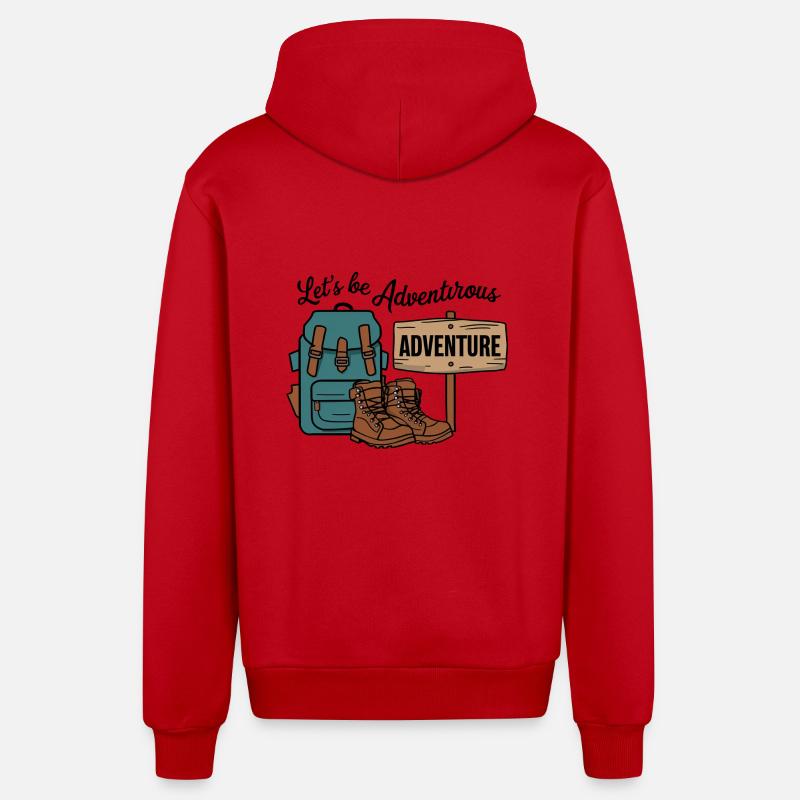 Let's be adventurous. - Organic Relaxed Hooded Jacket Made in EU - red