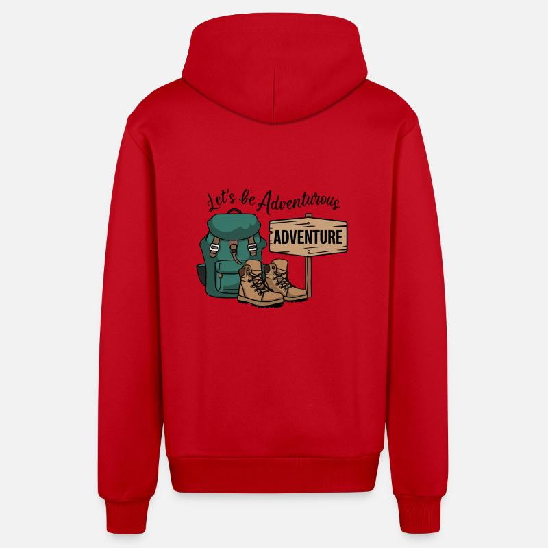 Lass uns abenteuerlich sein. - Organic Relaxed Kapuzenjacke Made in EU - Rot