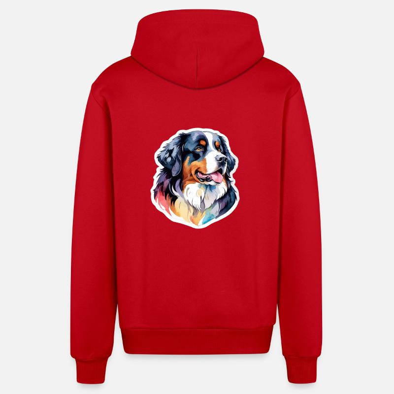 Bouvier bernois Aquarelles - Veste à capuche bio décontractée fabriquée en UE - rouge