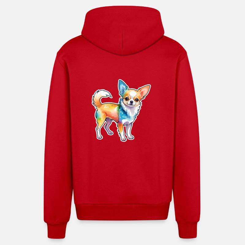 Chihuahua Aquarelles - Veste à capuche bio décontractée fabriquée en UE - rouge