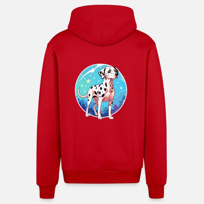 Aquarelles dalmates - Veste à capuche bio décontractée fabriquée en UE - rouge