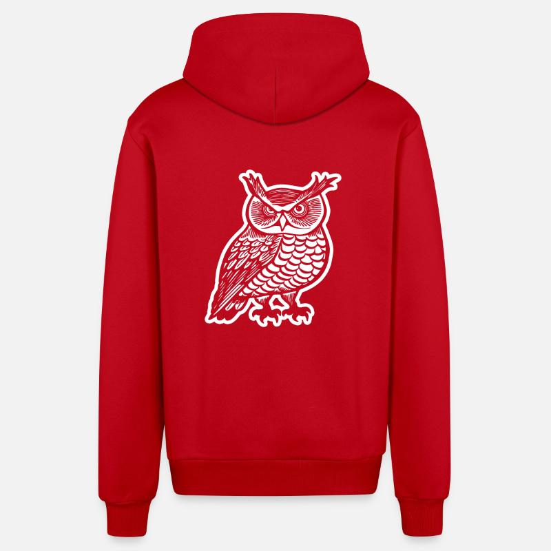 Eule Eulen Vogel - Organic Relaxed Kapuzenjacke Made in EU - Rot