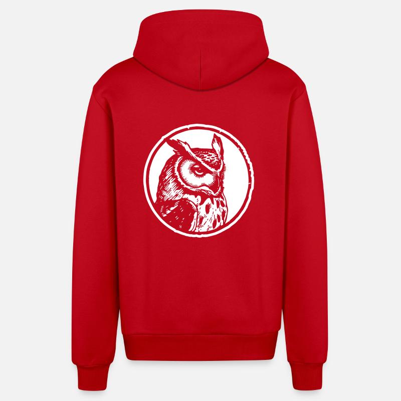 Eule Eulen Vogel - Organic Relaxed Kapuzenjacke Made in EU - Rot