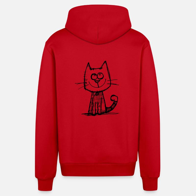 Chat Chats Visage de chat - Veste à capuche bio décontractée fabriquée en UE - rouge