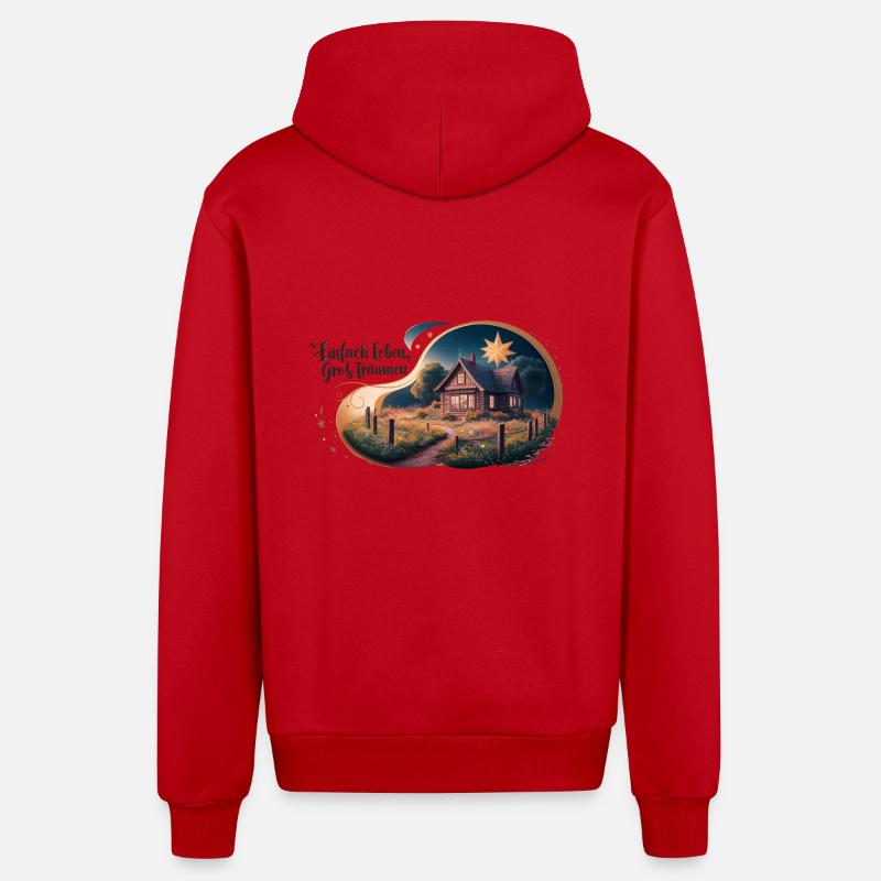 Vivre simplement, rêver grand - Veste à capuche bio décontractée fabriquée en UE - rouge