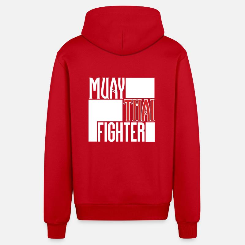 Combattant de Muay Thai - Veste à capuche bio décontractée fabriquée en UE - rouge