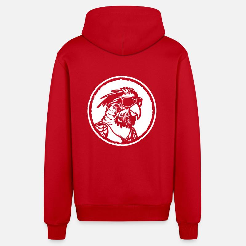 Perroquet oiseau - Veste à capuche bio décontractée fabriquée en UE - rouge