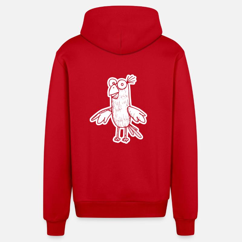 Perroquet oiseau - Veste à capuche bio décontractée fabriquée en UE - rouge
