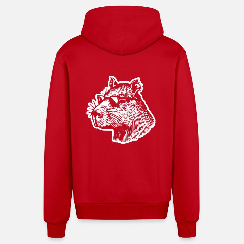 Capybara Wasserschwein - Veste à capuche bio décontractée fabriquée en UE - rouge
