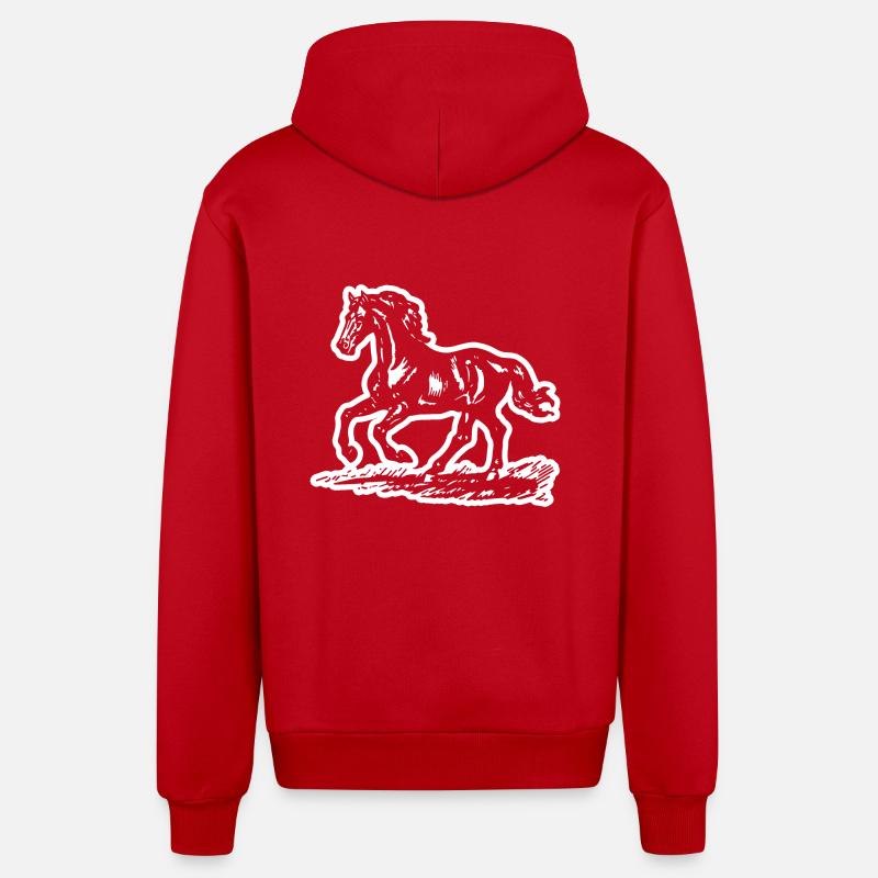 Cheval Chevaux Équitation Cavalier - Veste à capuche bio décontractée fabriquée en UE - rouge