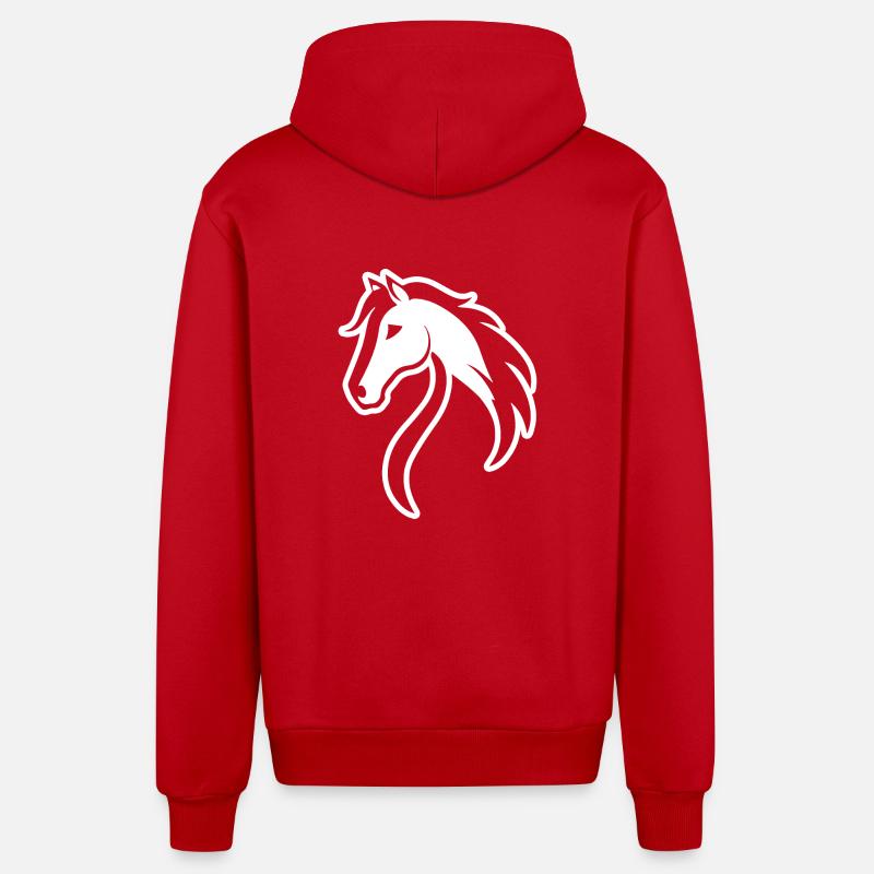 Cheval Chevaux Équitation Cavalier - Veste à capuche bio décontractée fabriquée en UE - rouge