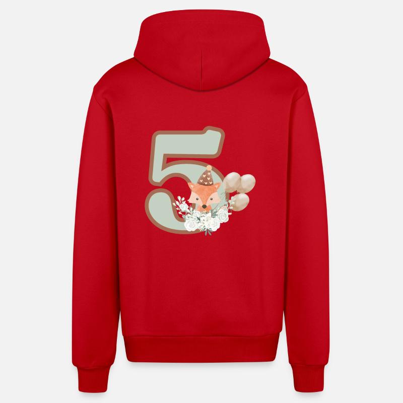 5e anniversaire renard fleurs - Veste à capuche bio décontractée fabriquée en UE - rouge