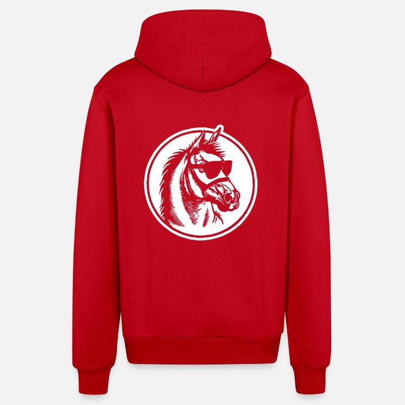 Cheval Équitation Équitation - Veste à capuche bio décontractée fabriquée en UE - rouge