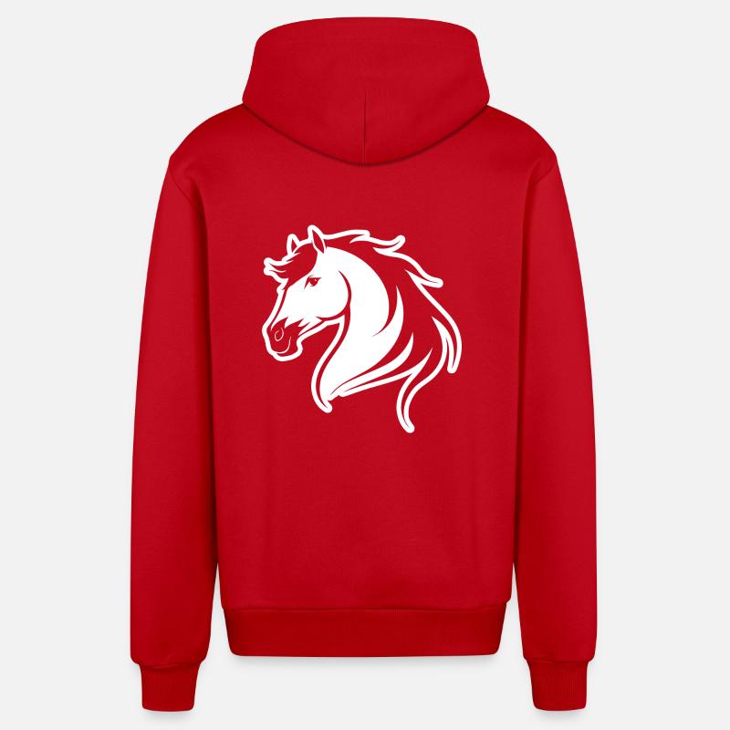 Cheval Équitation Équitation - Veste à capuche bio décontractée fabriquée en UE - rouge