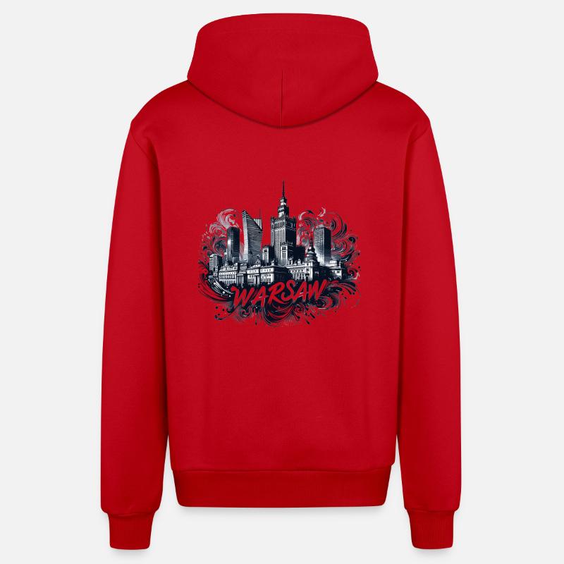 Varsovie Capitale Pologne Cadeau - Veste à capuche bio décontractée fabriquée en UE - rouge