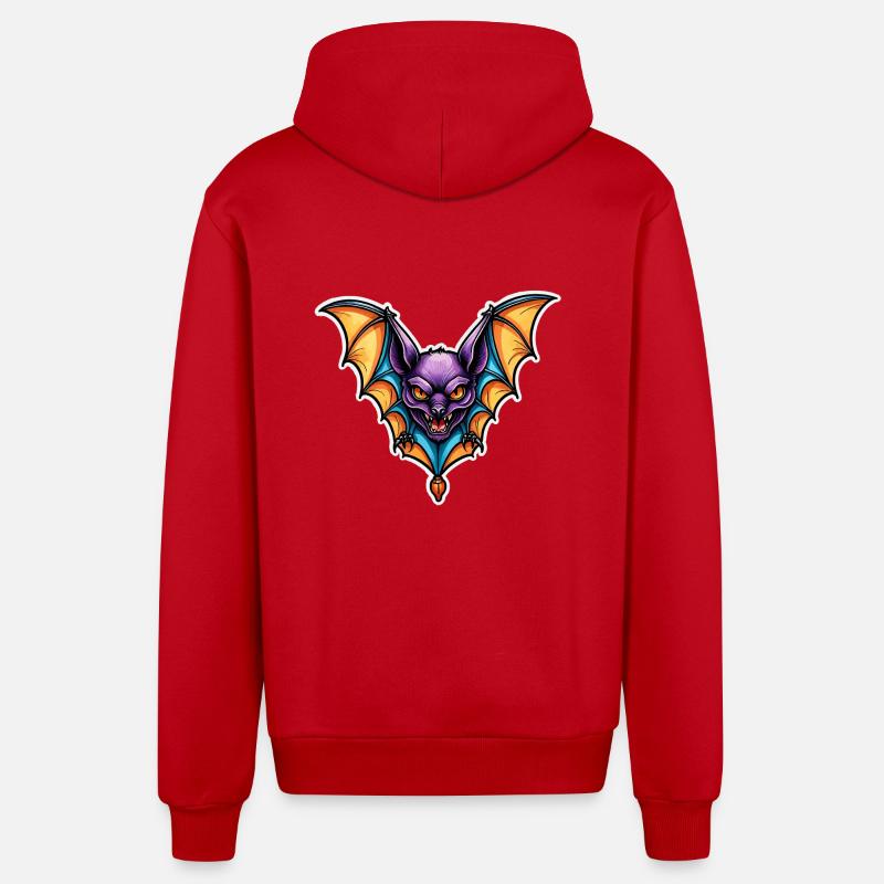 Chauve-souris Neo Traditionnel - Veste à capuche bio décontractée fabriquée en UE - rouge