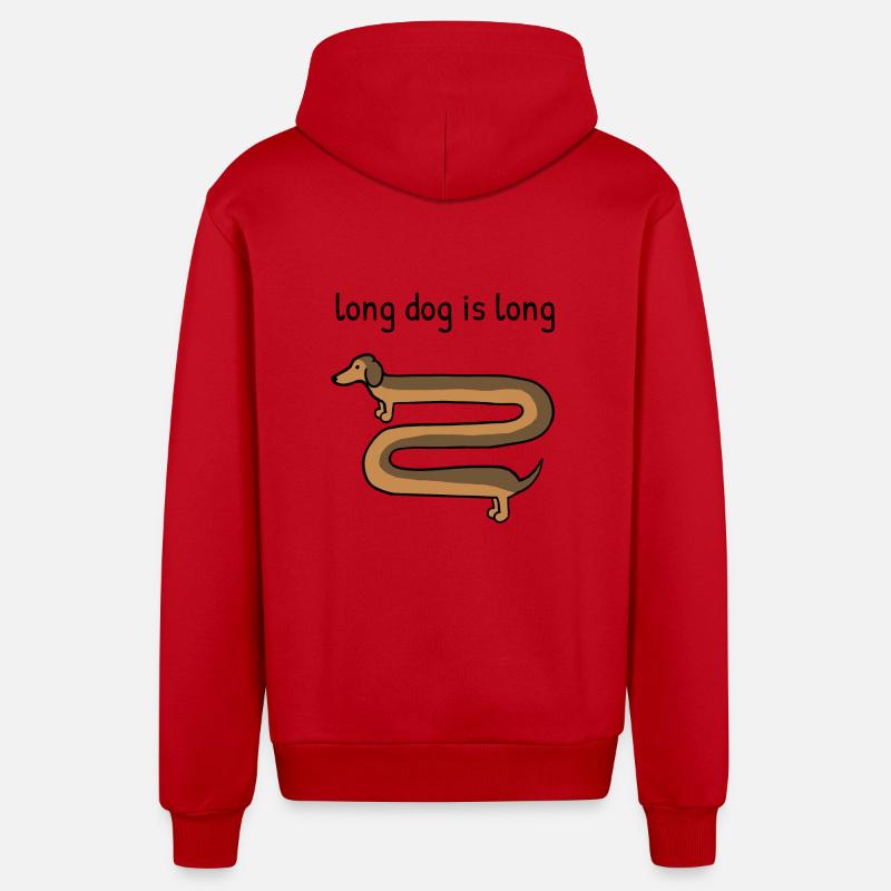Un chien long est long - Veste à capuche bio décontractée fabriquée en UE - rouge