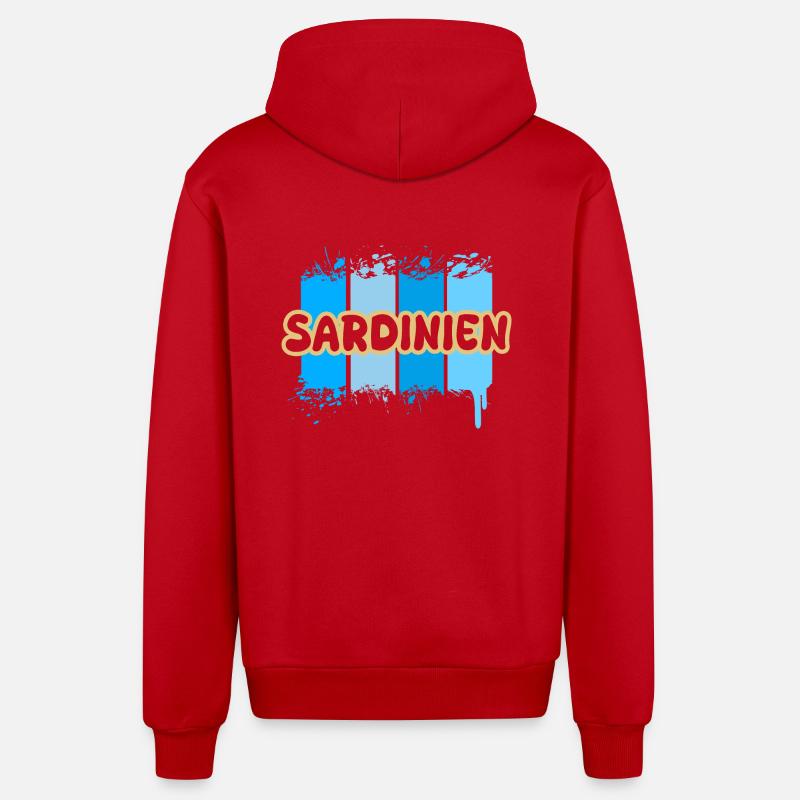 Sardaigne comme Sardaigne - Veste à capuche bio décontractée fabriquée en UE - rouge