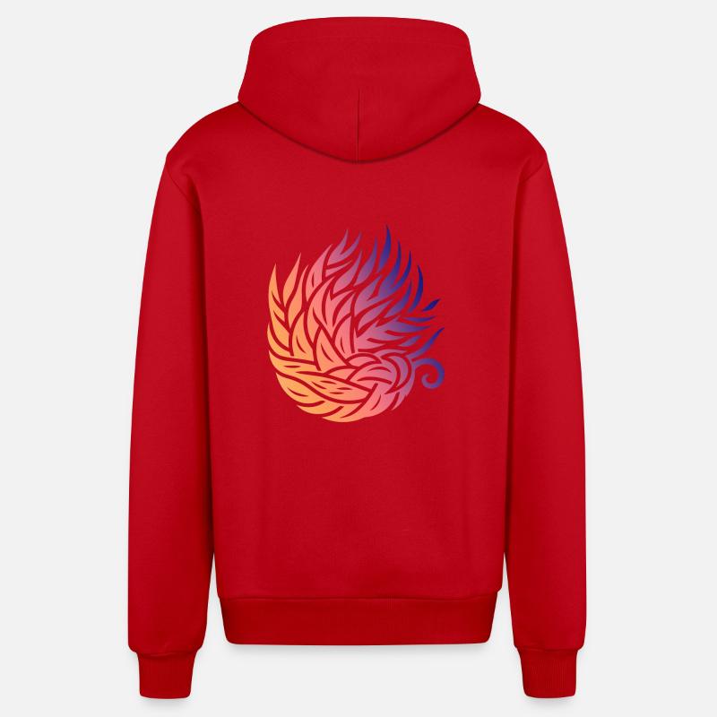 Tourbillon de feuilles abstrait - Veste à capuche bio décontractée fabriquée en UE - rouge