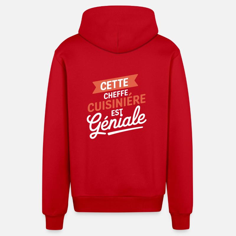 Awesome Chef - Kitchen Design - Organic Relaxed Hooded Jacket Made in EU - red
