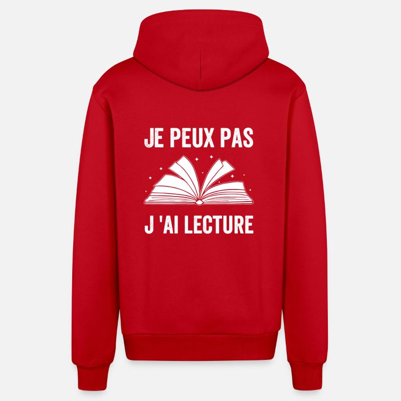 Je peux pas j'ai lecture - Veste à capuche bio décontractée fabriquée en UE - rouge