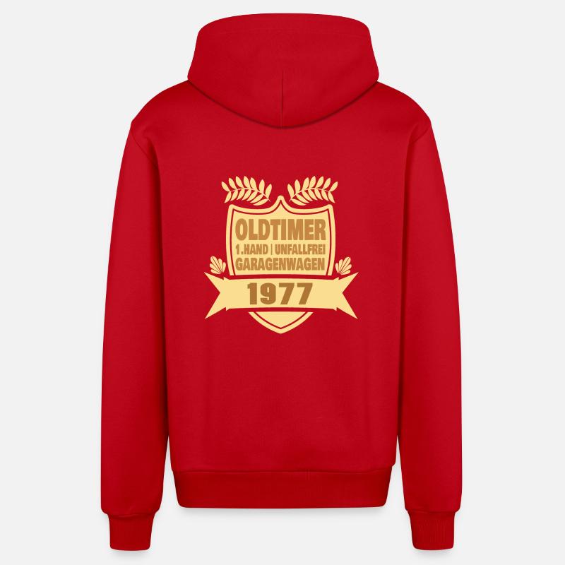 Idée cadeau 1977 - Veste à capuche bio décontractée fabriquée en UE - rouge
