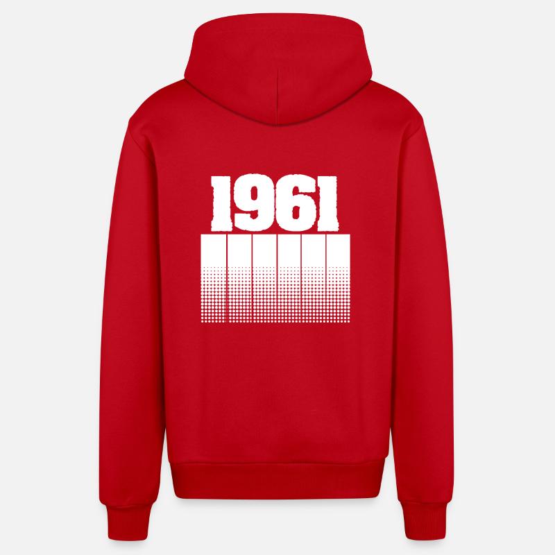 1961 1961 - Veste à capuche bio décontractée fabriquée en UE - rouge