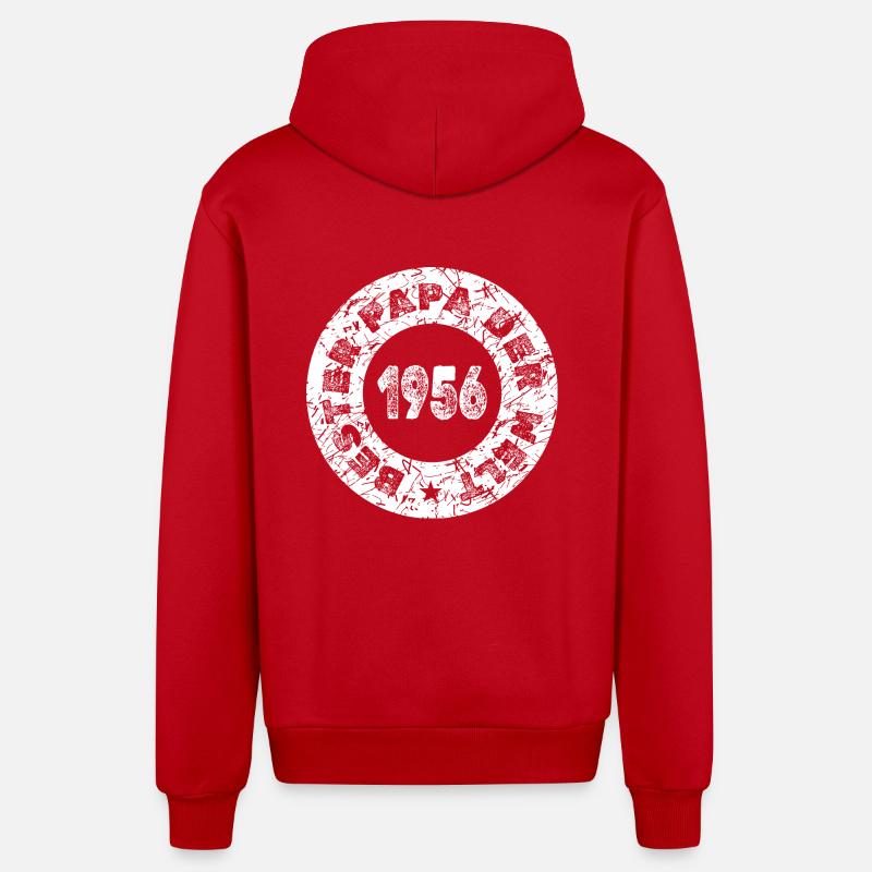 Fête des pères 1956 - Veste à capuche bio décontractée fabriquée en UE - rouge