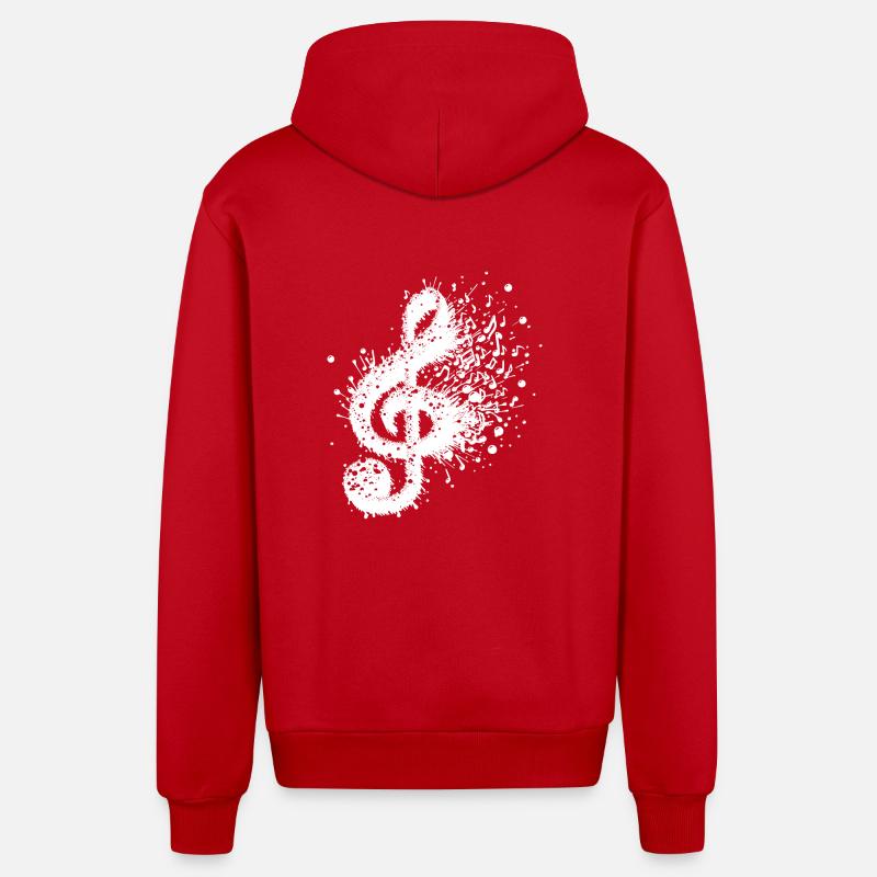 Music clef splash notes - Organic Relaxed Hooded Jacket Made in EU - red