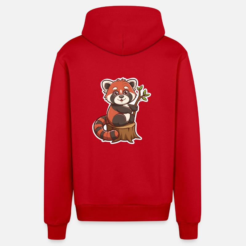 Panda roux totalement mignon - Veste à capuche bio décontractée fabriquée en UE - rouge