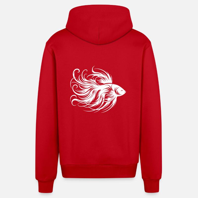 Prächtiger Kampffisch Gattung Labyrinthfisch - Organic Relaxed Kapuzenjacke Made in EU - Rot