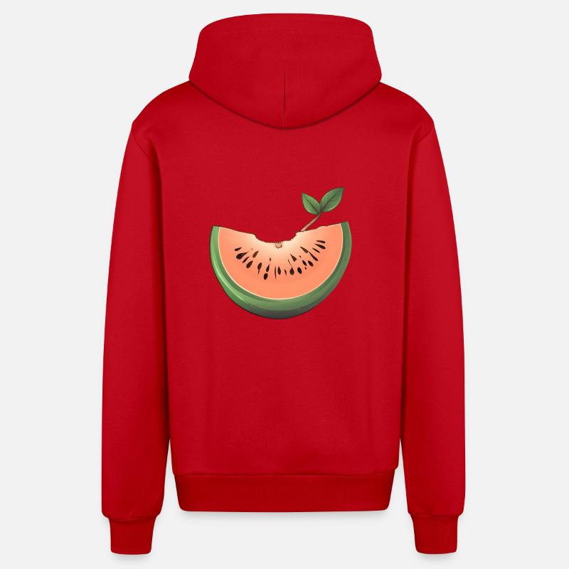 Pastèque, Melon, Fruit, Fruit - Veste à capuche bio décontractée fabriquée en UE - rouge