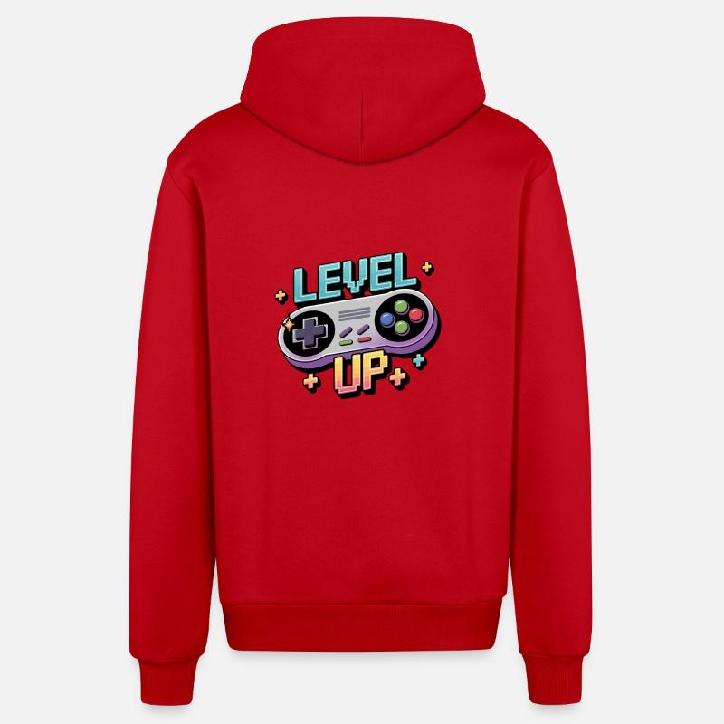 Level Up – Gaming Controller - Organic Relaxed Kapuzenjacke Made in EU - Rot