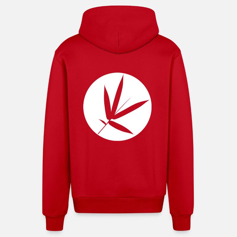 feuille de bambou - Veste à capuche bio décontractée fabriquée en UE - rouge